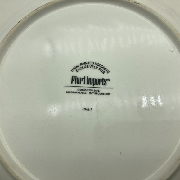 Set of 4 Pier 1 Bird Salad Dessert Lunch Plates 8.5" Handpainted Dolomite - Picture 6 of 6